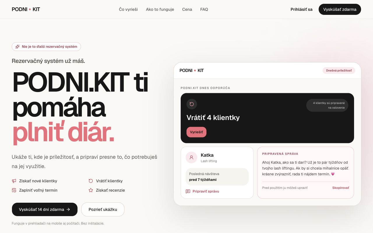 PODNI.KIT BEAUTY – Webanwendung